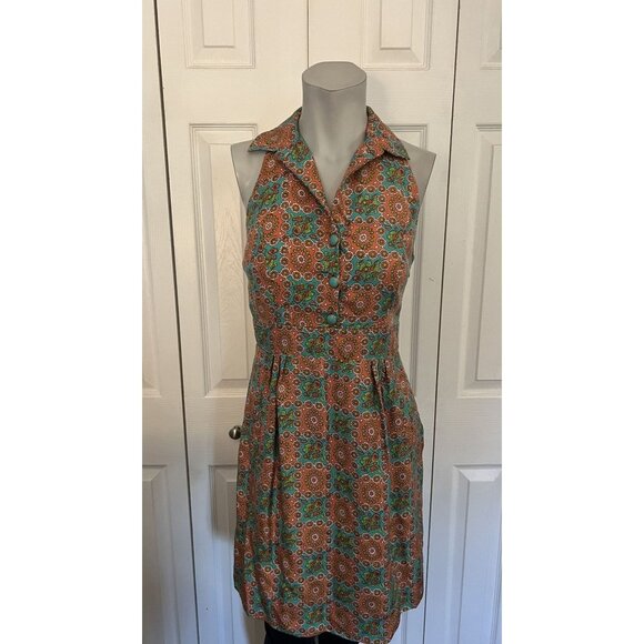 Anthropologie Leifsdottir Multicolor Pattern Print Reto Dress Size 4 - Picture 1 of 7
